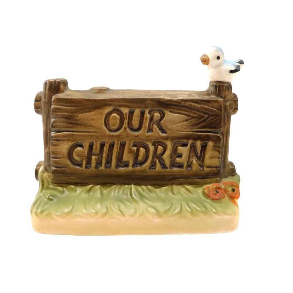 Vintage Napcoware "Our Children" Ceramic Figurine With Bird